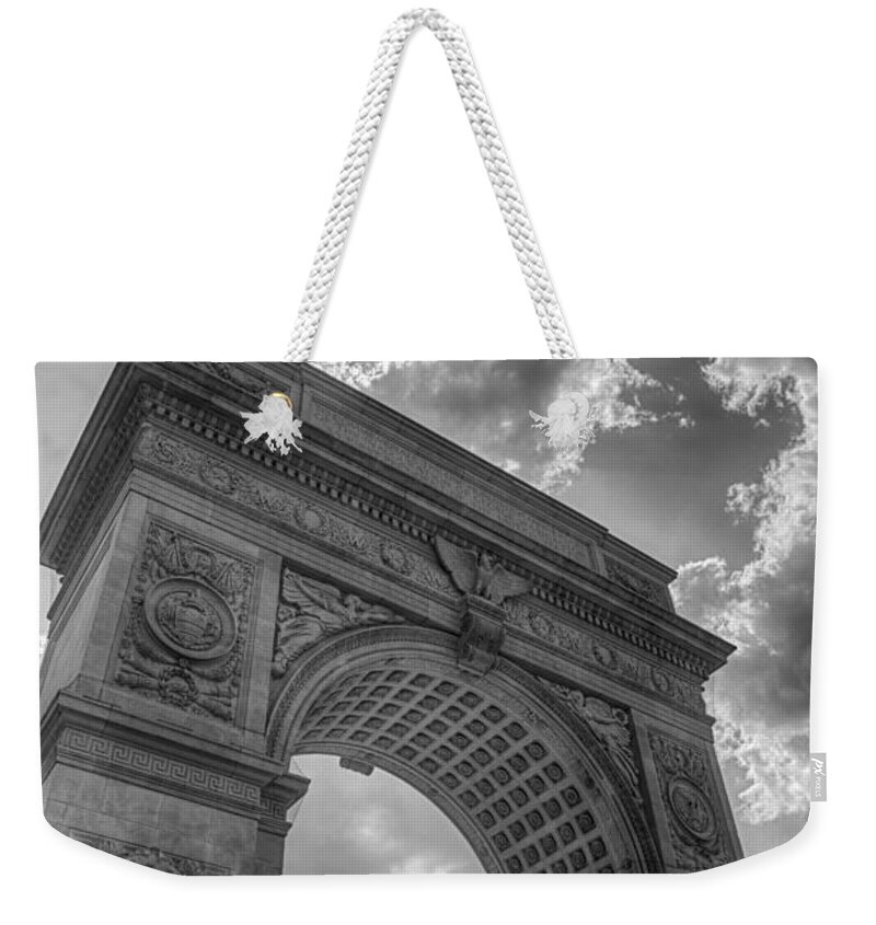 Photography Arch At Washington Square Hdr Black And White High Definition Gray Detail New York City Park Weekender Tote Bag featuring the photograph Arch at Washington Square by Paul Watkins