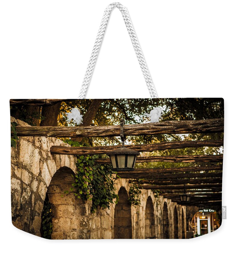 Alamo Weekender Tote Bag featuring the photograph Arches at the Alamo by Melinda Ledsome