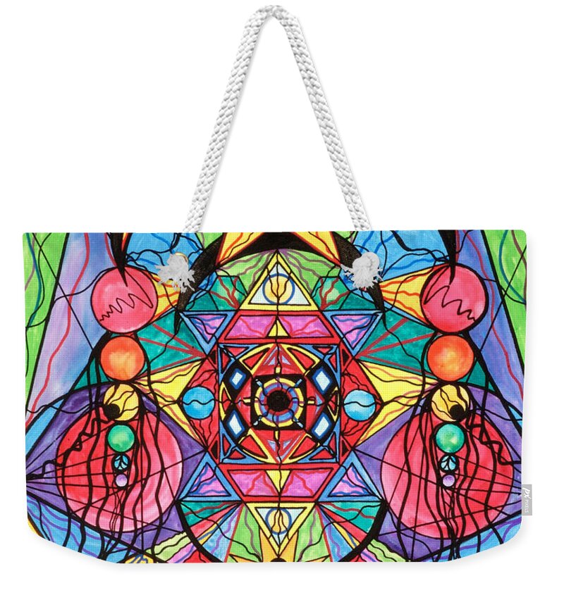 Arcturian Ascension Grid Weekender Tote Bag featuring the painting Arcturian Ascension Grid by Teal Eye Print Store