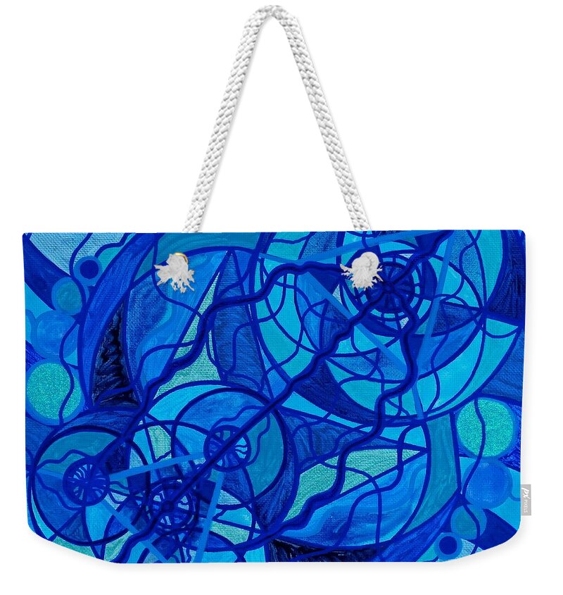 Vibration Weekender Tote Bag featuring the painting Arcturian Calming Grid by Teal Eye Print Store