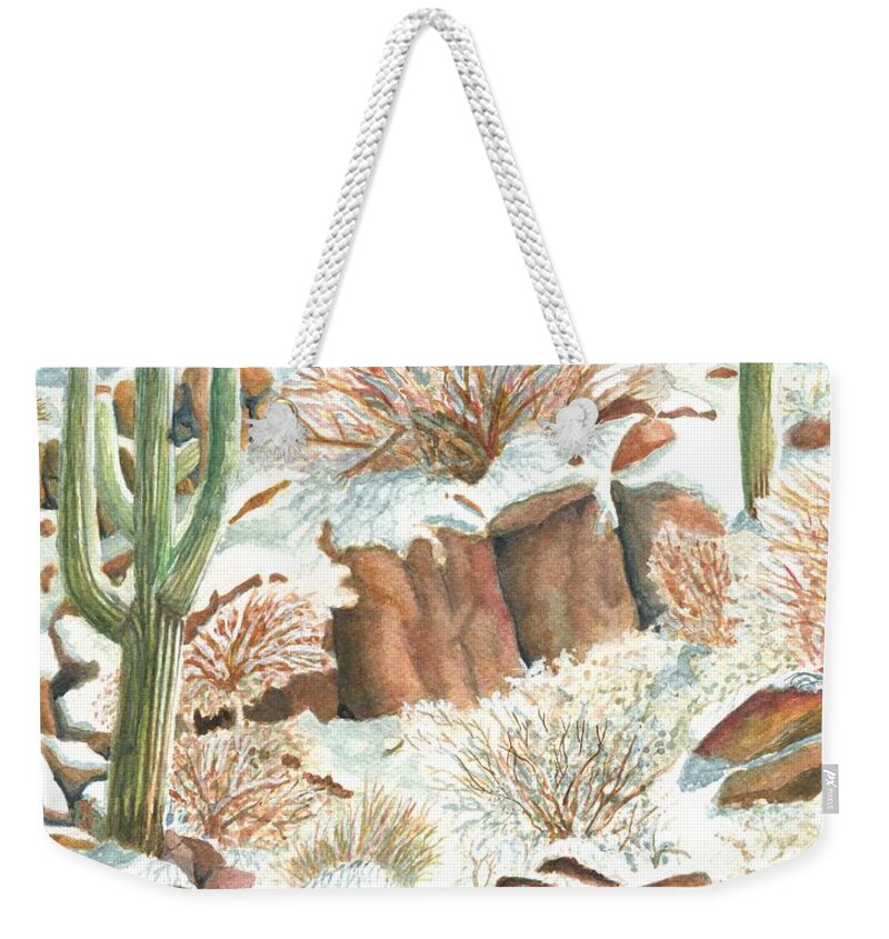 Arizona Weekender Tote Bag featuring the painting Arizona The Christmas Card by Eric Samuelson