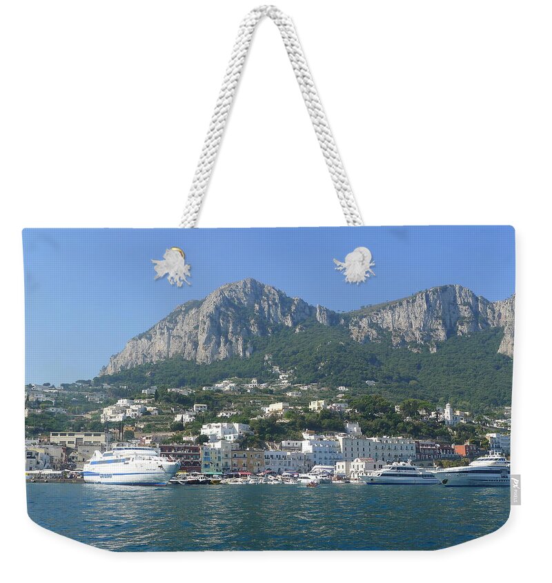  Weekender Tote Bag featuring the photograph Arrival to Capri by Nora Boghossian