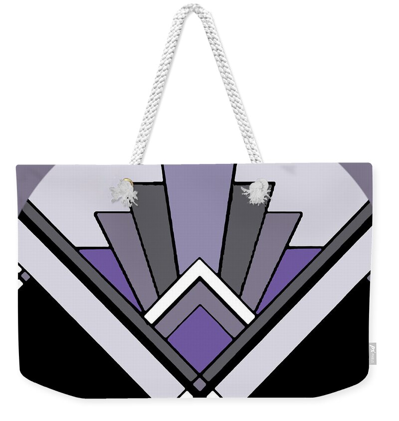 Staley Weekender Tote Bag featuring the digital art Art Deco Pattern Two - Purple by Chuck Staley