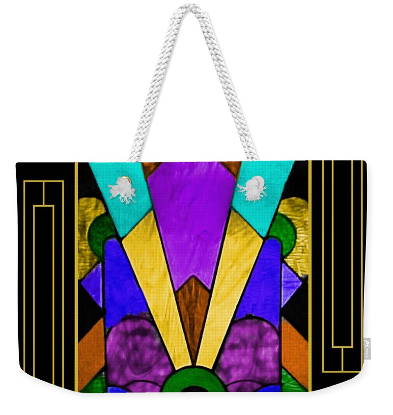 Art Deco Stained Glass Weekender Tote Bag featuring the digital art Art Deco - Stained Glass by Chuck Staley