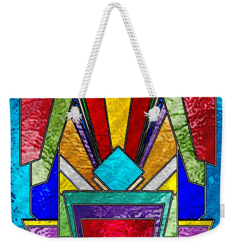 Art Deco - Stained Glass 6 Weekender Tote Bag featuring the digital art Art Deco - Stained Glass 6 by Chuck Staley
