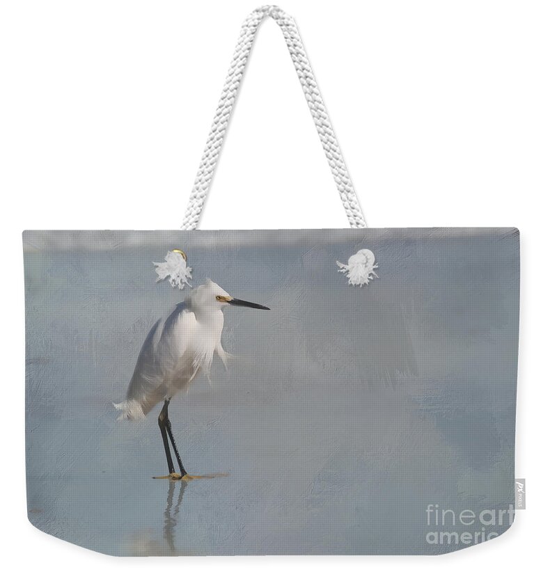 Snowy Weekender Tote Bag featuring the photograph Artistic Snowy Egret by Jayne Carney