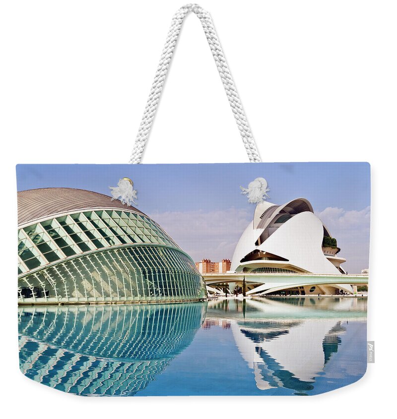 Swimming Pool Weekender Tote Bag featuring the photograph Arts And Science Park, Valencia, Spain by John Harper