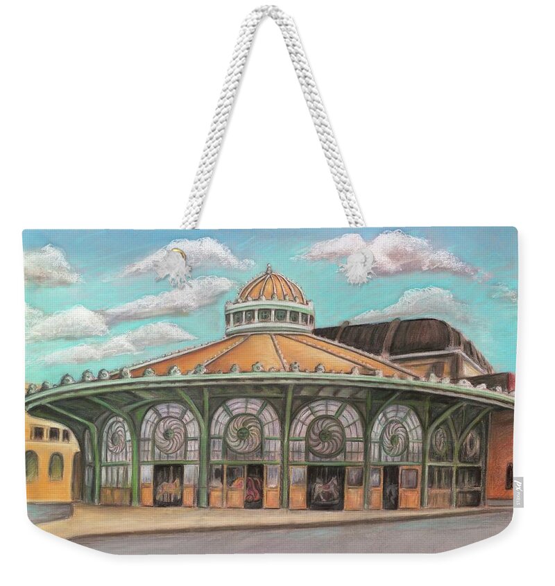 Carousel House Weekender Tote Bag featuring the painting Asbury Park Carousel House by Melinda Saminski