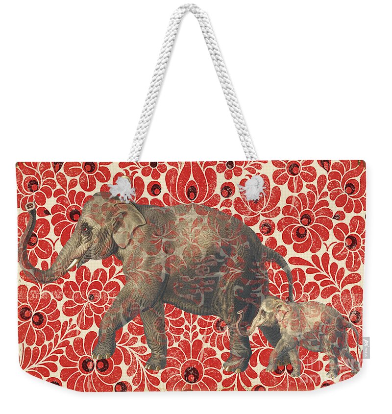 Asian Weekender Tote Bag featuring the digital art Asian Elephant-JP2185 by Jean Plout