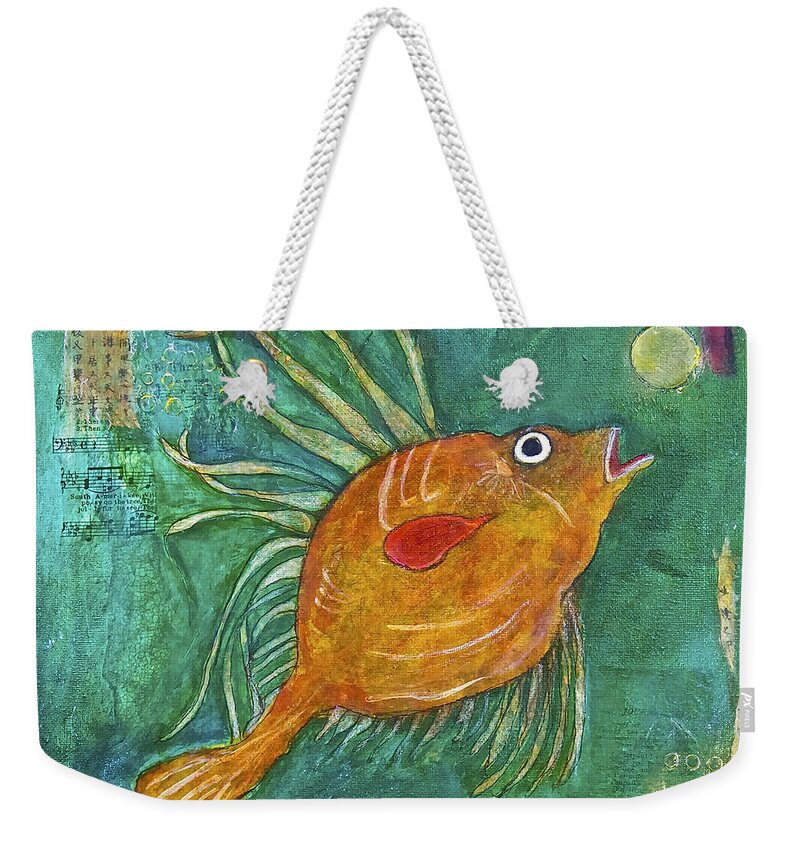 Asian Fish Weekender Tote Bag featuring the mixed media Asian Fish by Bellesouth Studio