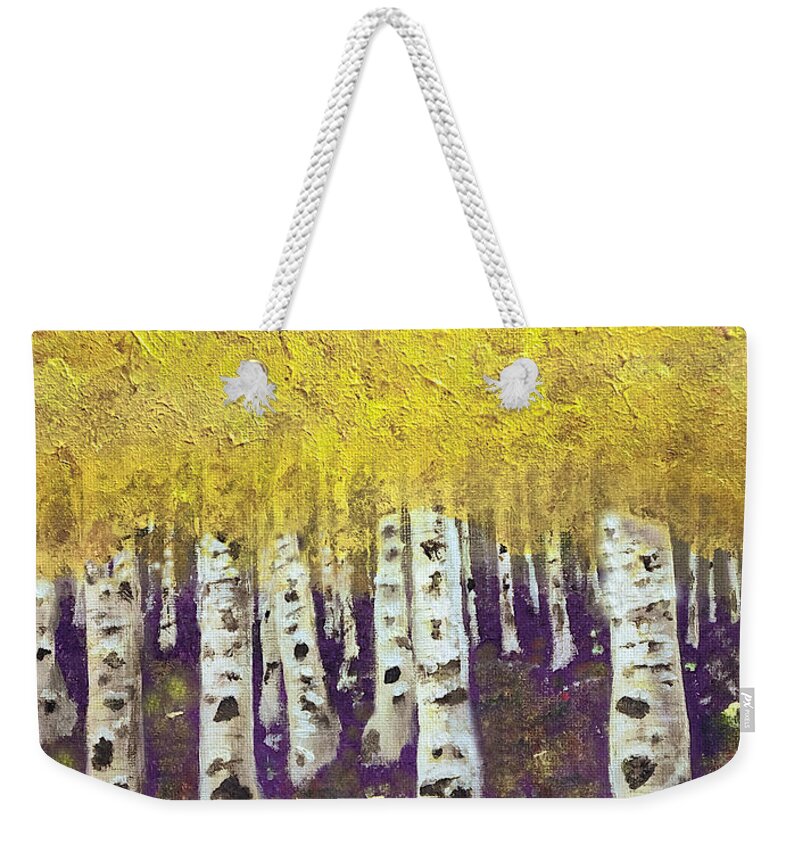 Apsens Weekender Tote Bag featuring the painting Aspens by Dick Bourgault
