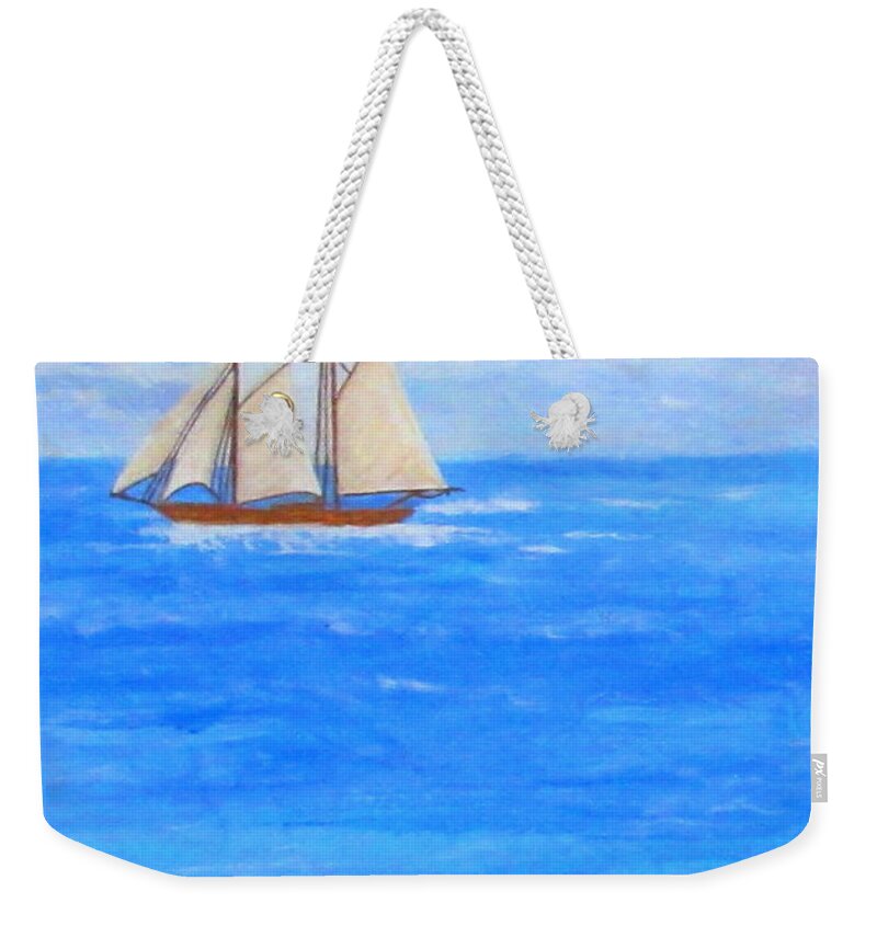 Art Weekender Tote Bag featuring the painting At Sea by Ashley Goforth