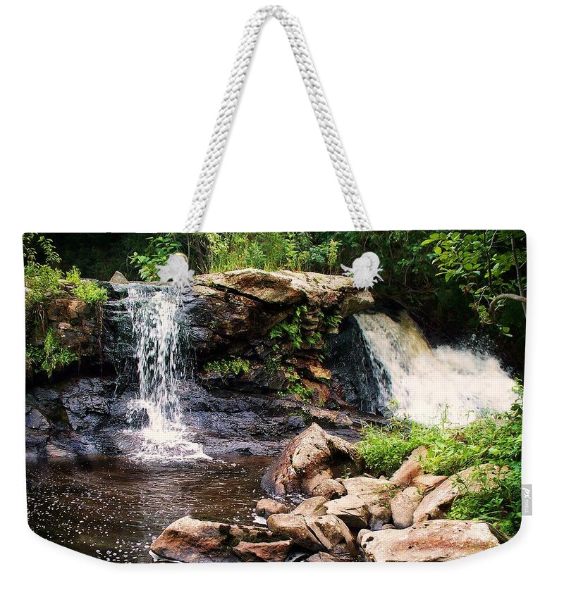 At The Mill Pond Dam Weekender Tote Bag featuring the photograph At The Mill Pond Dam by Joy Nichols