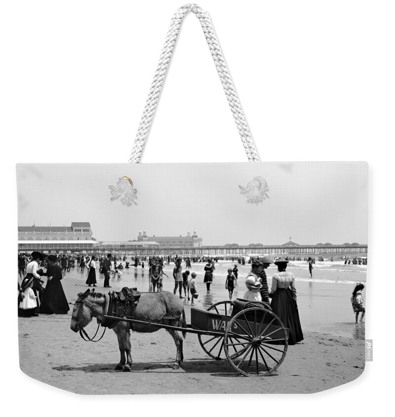 1890 Weekender Tote Bag featuring the photograph Atlantic City Beach, C1901 by Granger