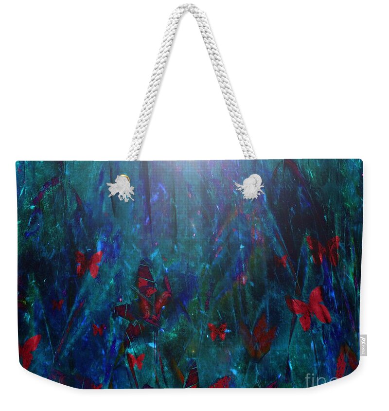 Abstract Weekender Tote Bag featuring the digital art Attracted to Light by Klara Acel