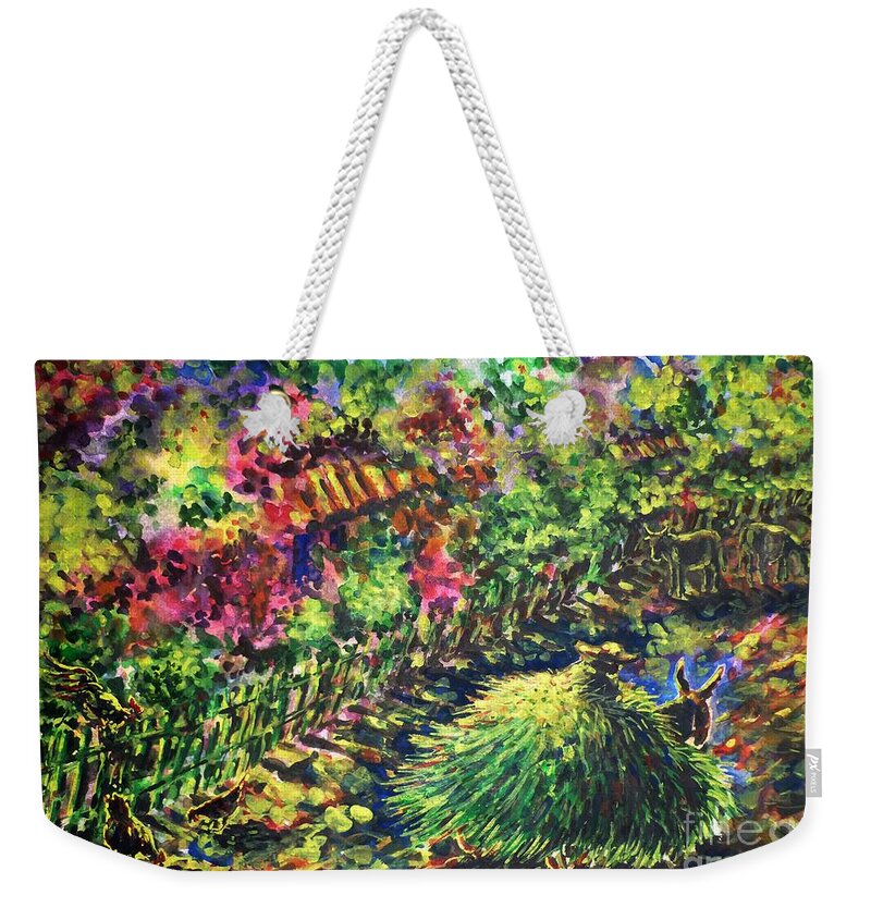 August Weekender Tote Bag featuring the painting August by Zaira Dzhaubaeva