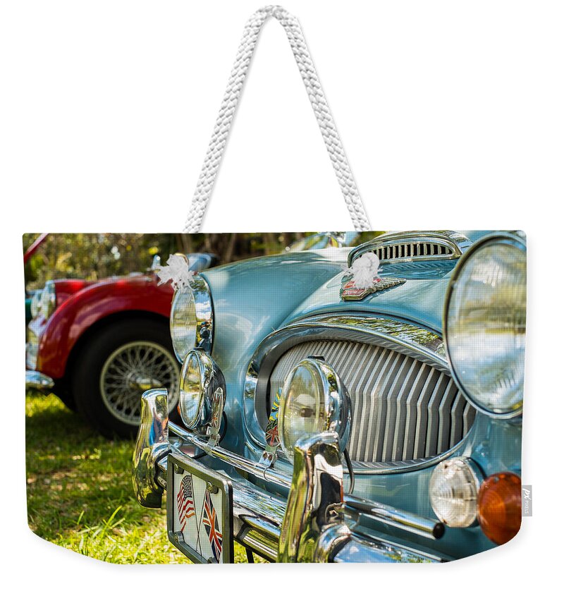 1960s Weekender Tote Bag featuring the photograph Austin Healey by Raul Rodriguez