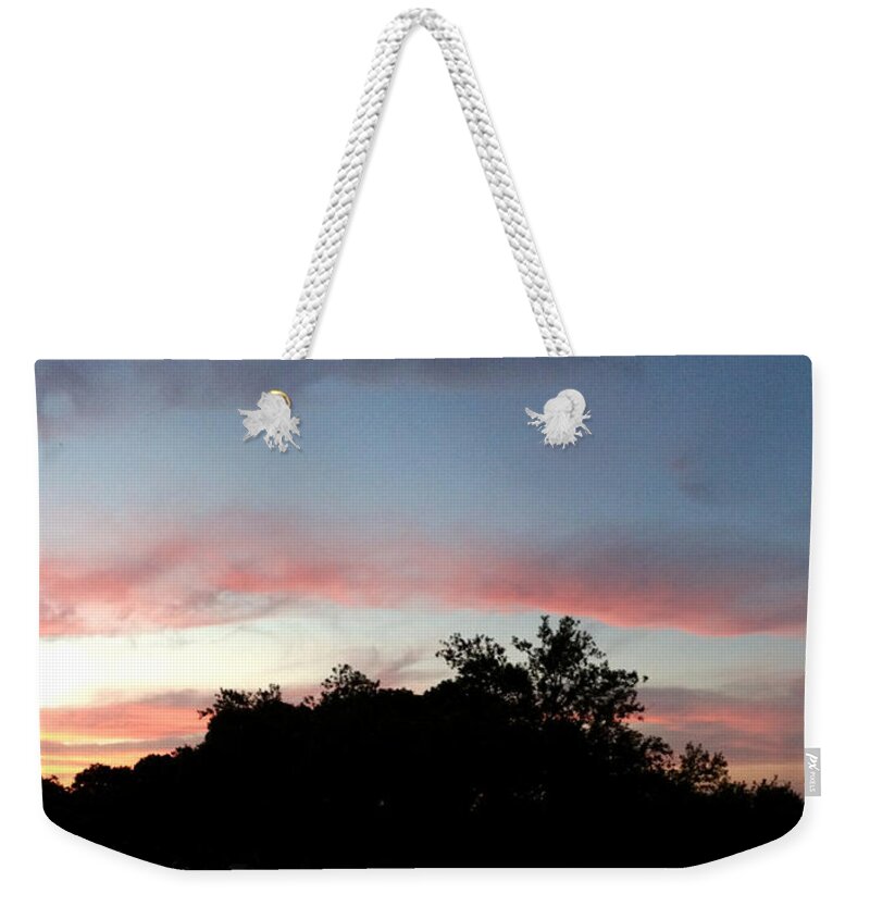Austin Weekender Tote Bag featuring the painting Austin Sunset by Troy Caperton