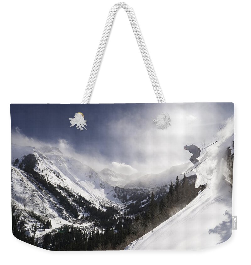 Skiing Weekender Tote Bag featuring the photograph Australian Dave by D Scott Clark