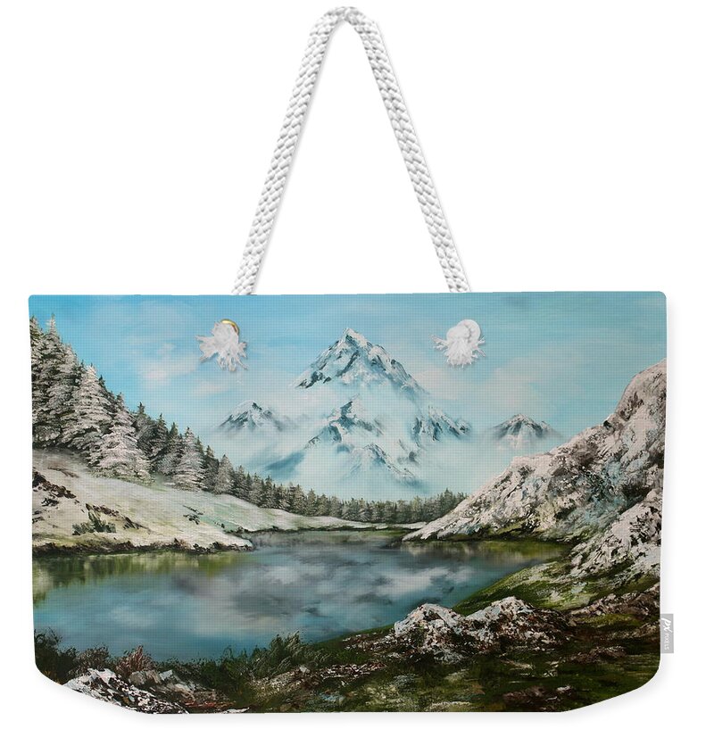 Oil Painting Weekender Tote Bag featuring the painting Austrian Lake by Jean Walker