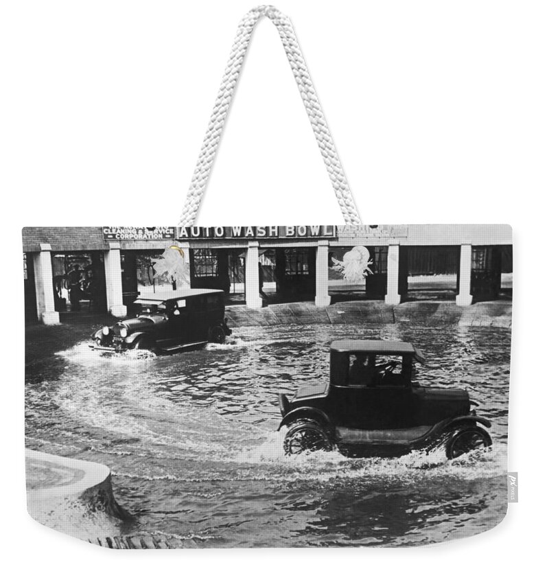 1920's Weekender Tote Bag featuring the photograph Auto Wash Bowl by Underwood Archives