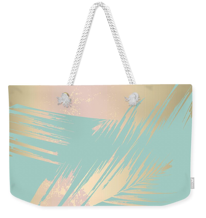 Rose Colored Weekender Tote Bag featuring the photograph Autumn Abstract Foliage Rose Gold Blush by Anna Sokol