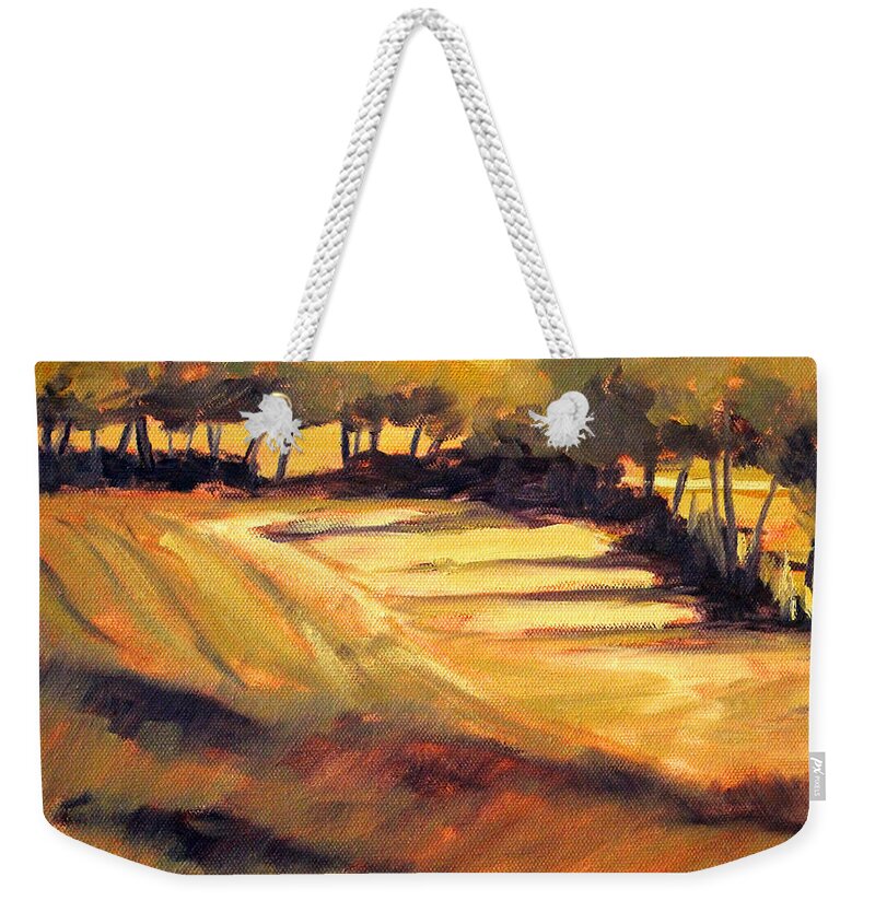 Autumn Weekender Tote Bag featuring the painting Autumn Abstract by Nancy Merkle
