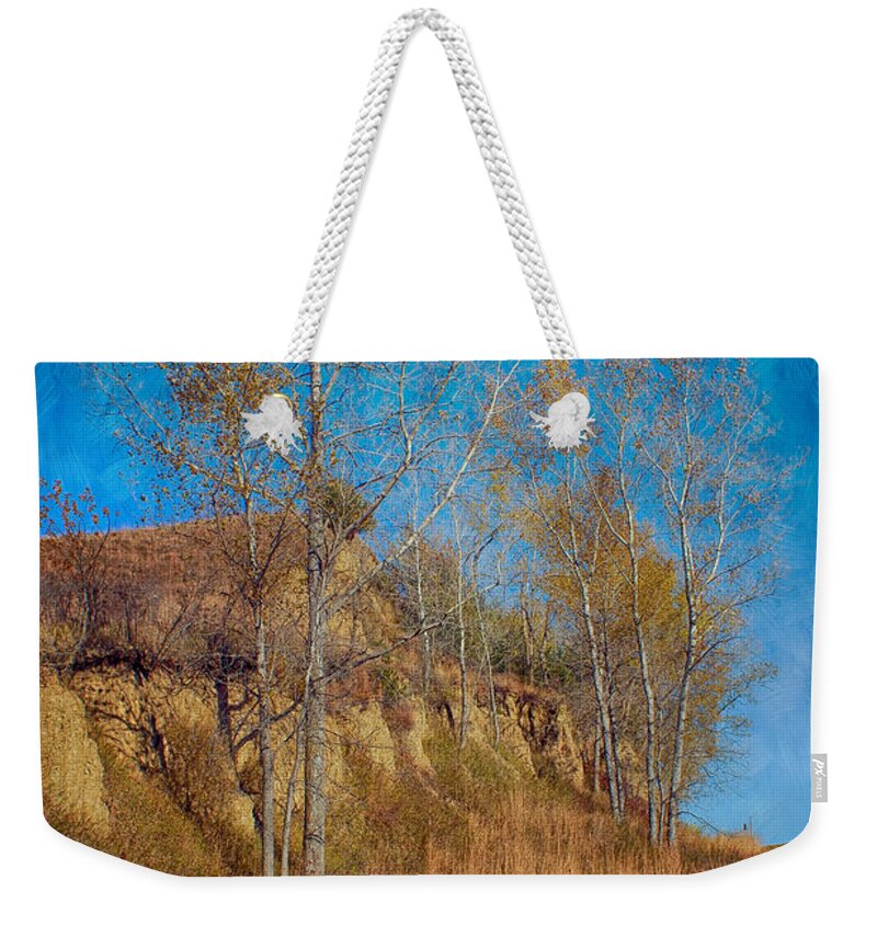 Autumn Weekender Tote Bag featuring the photograph Autumn Bluff Painted by Nikolyn McDonald