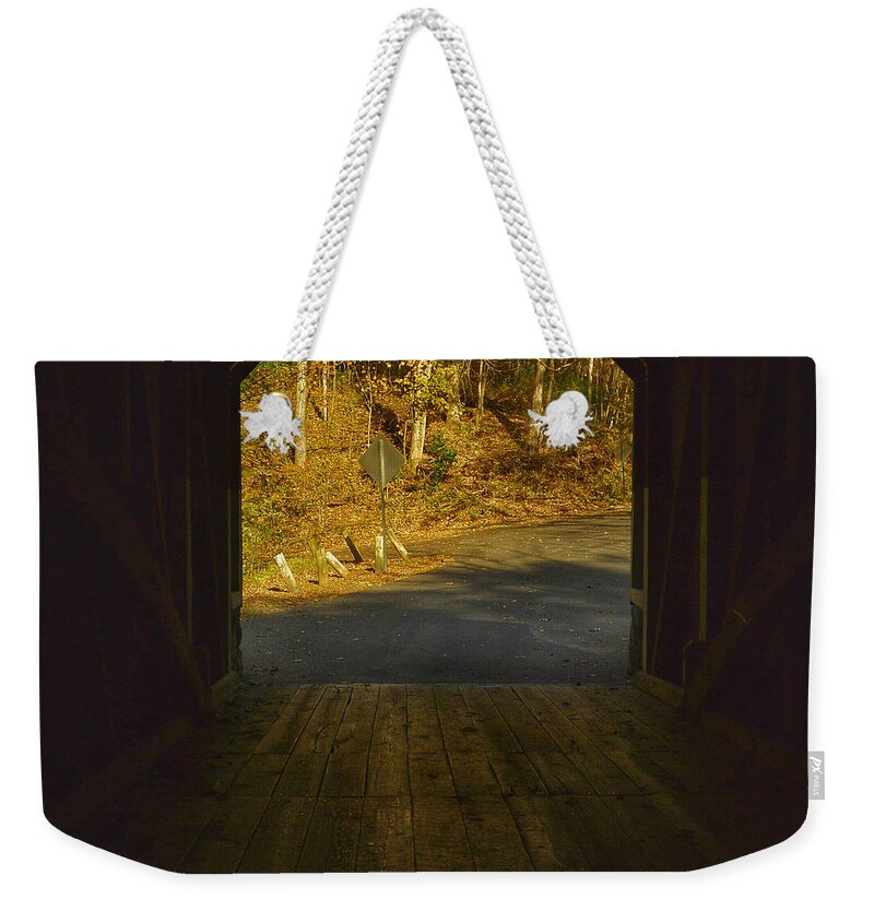 Amish Weekender Tote Bag featuring the photograph Autumn Bridge II by Kathi Isserman