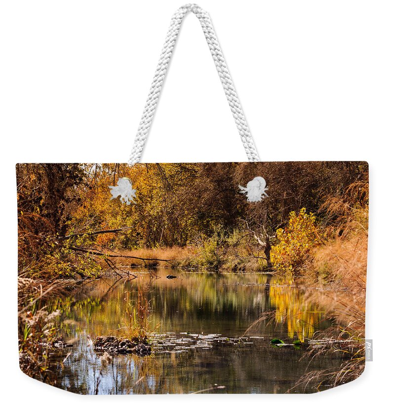 Creek Weekender Tote Bag featuring the photograph Autumn day by John Johnson