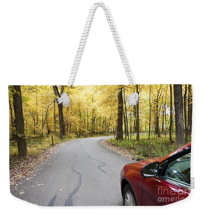 Morton Arboretum Weekender Tote Bag featuring the photograph Autumn Drive by Patty Colabuono