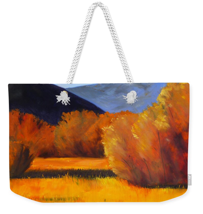 Autumn Weekender Tote Bag featuring the painting Autumn Field by Nancy Merkle