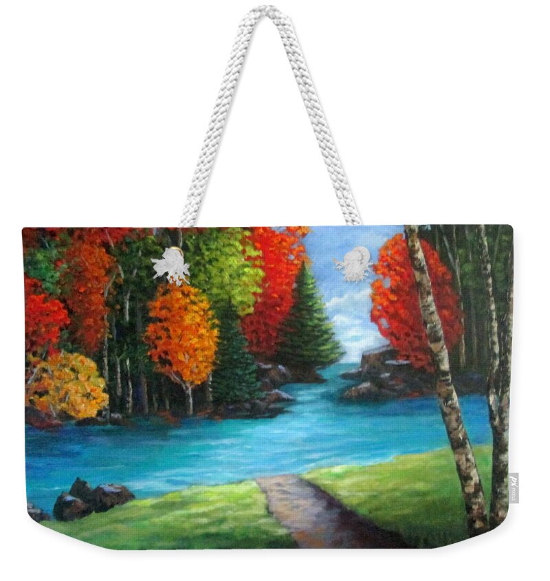 Fall Weekender Tote Bag featuring the painting Autumn Glory by Rosie Sherman