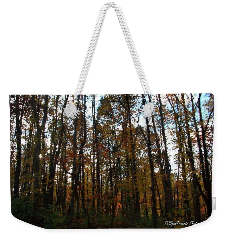 Autumn Weekender Tote Bag featuring the photograph Autumn in a Rush by PJQandFriends Photography