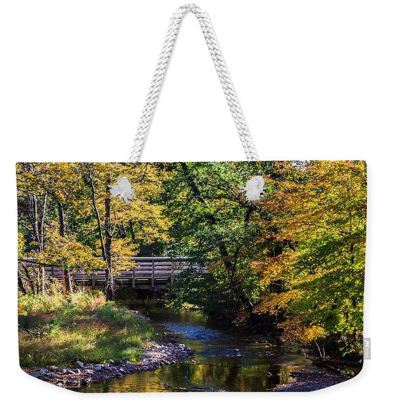 Brook Weekender Tote Bag featuring the photograph Autumn in Stillwater by Eleanor Abramson