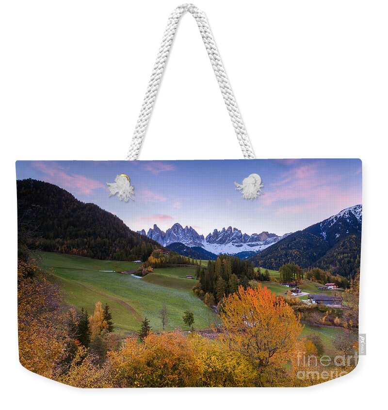 Autumn Weekender Tote Bag featuring the photograph Autumn in the Dolomites mountains - Italy by Matteo Colombo