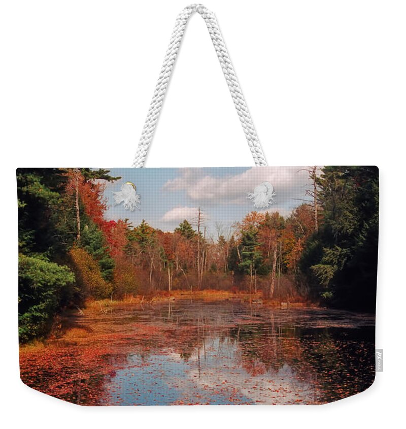 Autumn Weekender Tote Bag featuring the photograph Autumn Reflections by Joann Vitali