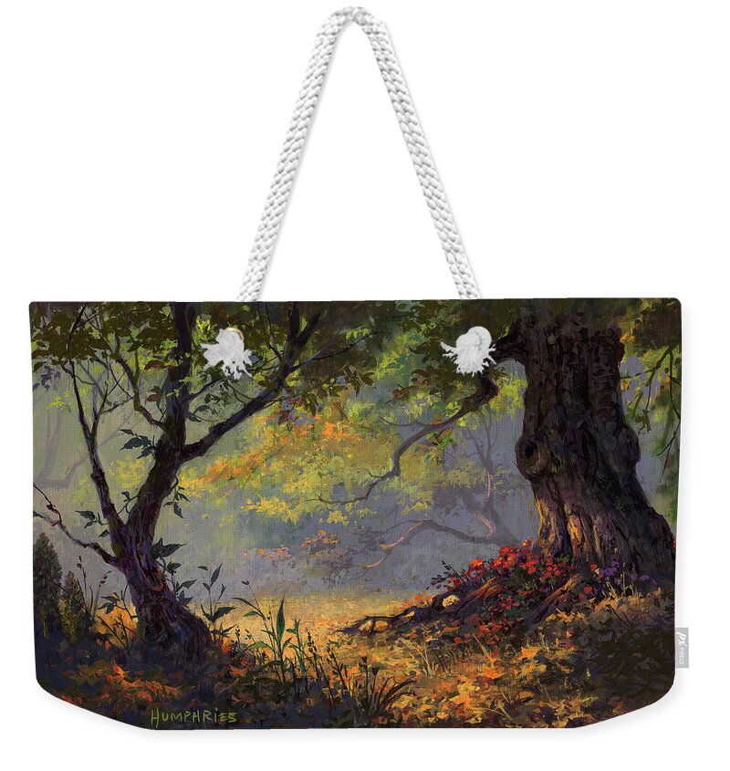 Landscape Weekender Tote Bag featuring the painting Autumn Shade by Michael Humphries