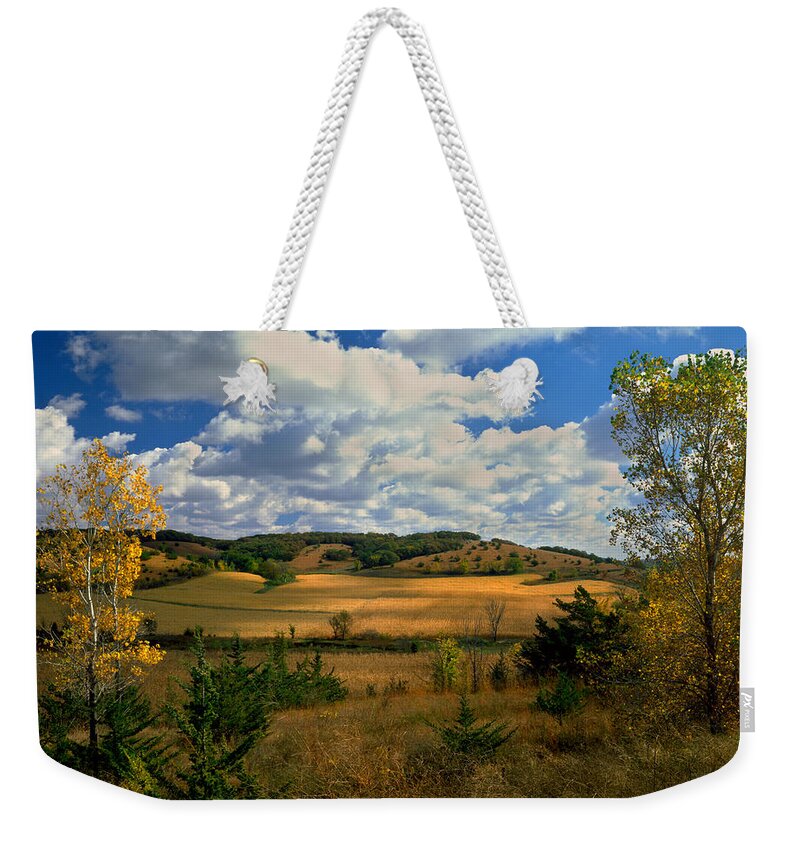 Landscape Weekender Tote Bag featuring the photograph Autumn Skies by Bruce Morrison
