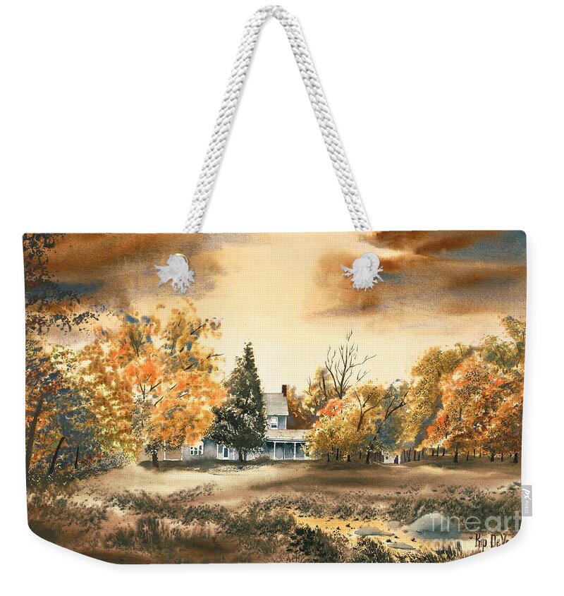 Autumn Sky No W103 Weekender Tote Bag featuring the painting Autumn Sky No W103 by Kip DeVore