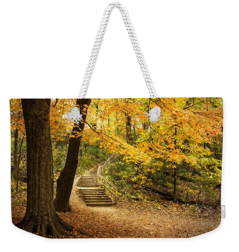 Autumn Weekender Tote Bag featuring the photograph Autumn Stairs by Scott Norris