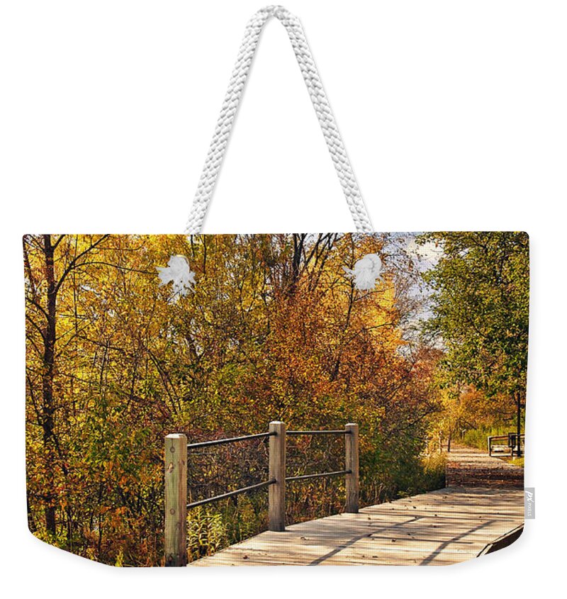 Autumn Picture Weekender Tote Bag featuring the photograph Autumn Stroll Fall Portrait by Gwen Gibson