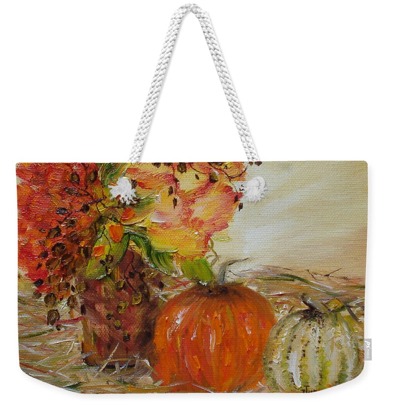 Autumn Weekender Tote Bag featuring the painting Autumn Sunrise by Judith Rhue