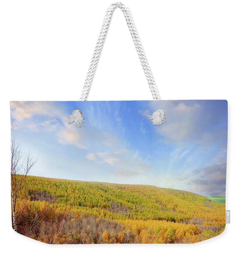 Environmental Conservation Weekender Tote Bag featuring the photograph Autumn Sunset by Bjdlzx