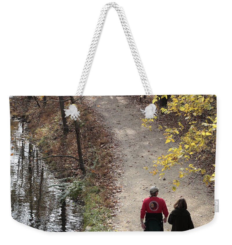 Canal Weekender Tote Bag featuring the photograph Autumn Walk on the C and O Canal Towpath by William Kuta