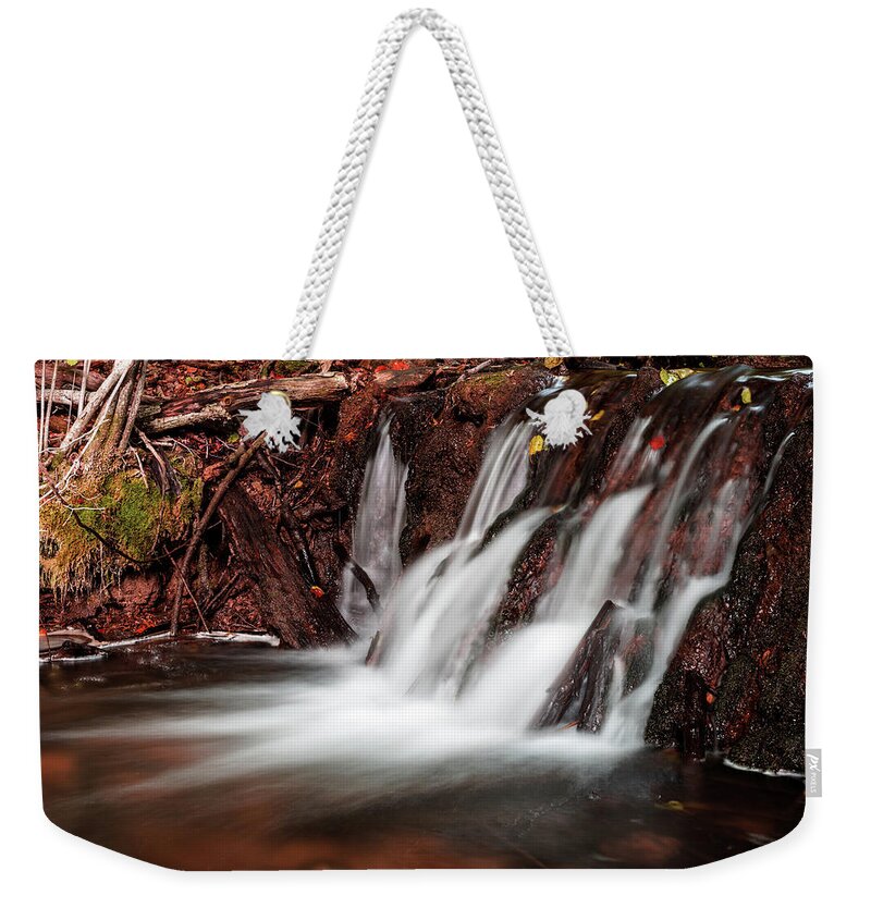 Water's Edge Weekender Tote Bag featuring the photograph Autumn Waterfall by Yorkfoto