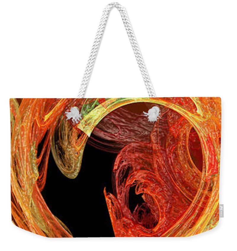 Abstract Weekender Tote Bag featuring the digital art Autumn Waves by Andee Design