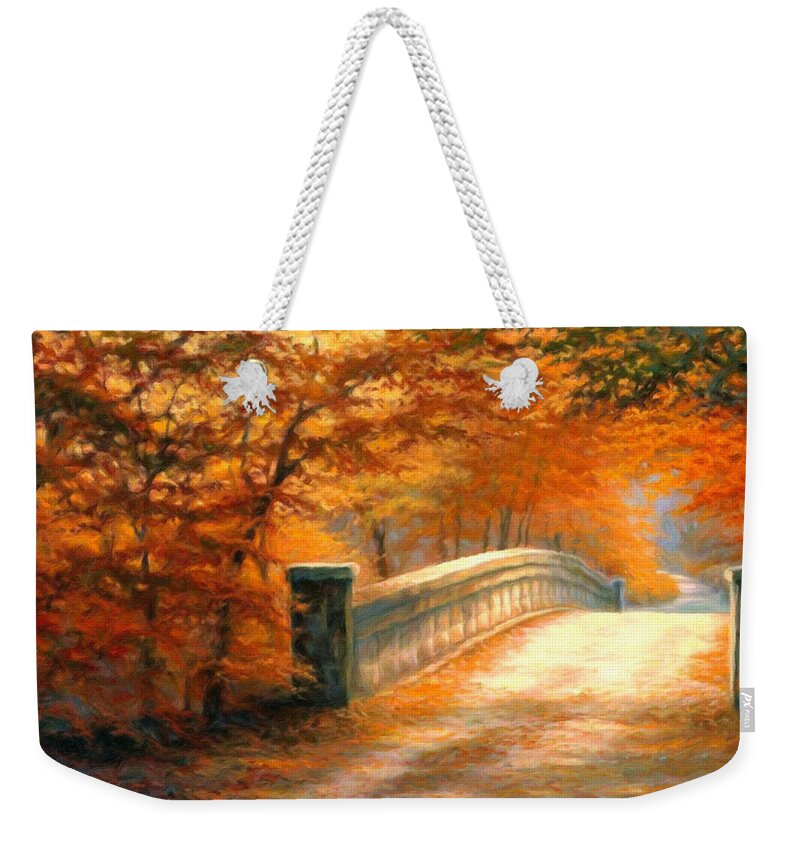 Autumn Weekender Tote Bag featuring the painting Autumn Whispers by Georgiana Romanovna