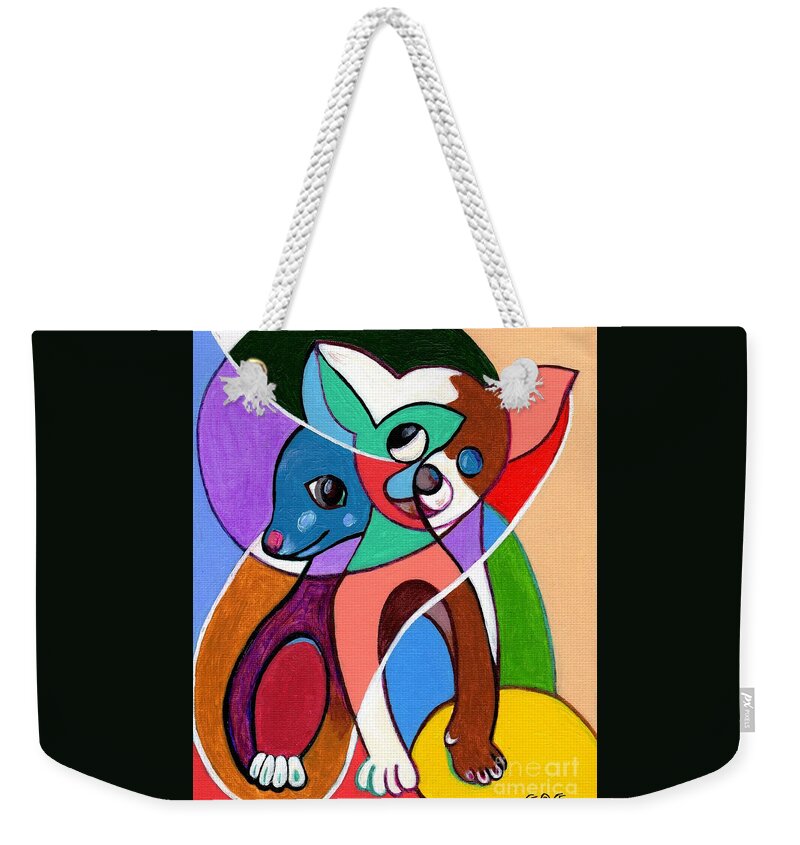 Chihuahuas Weekender Tote Bag featuring the painting Ay Chihuahua by George I Perez