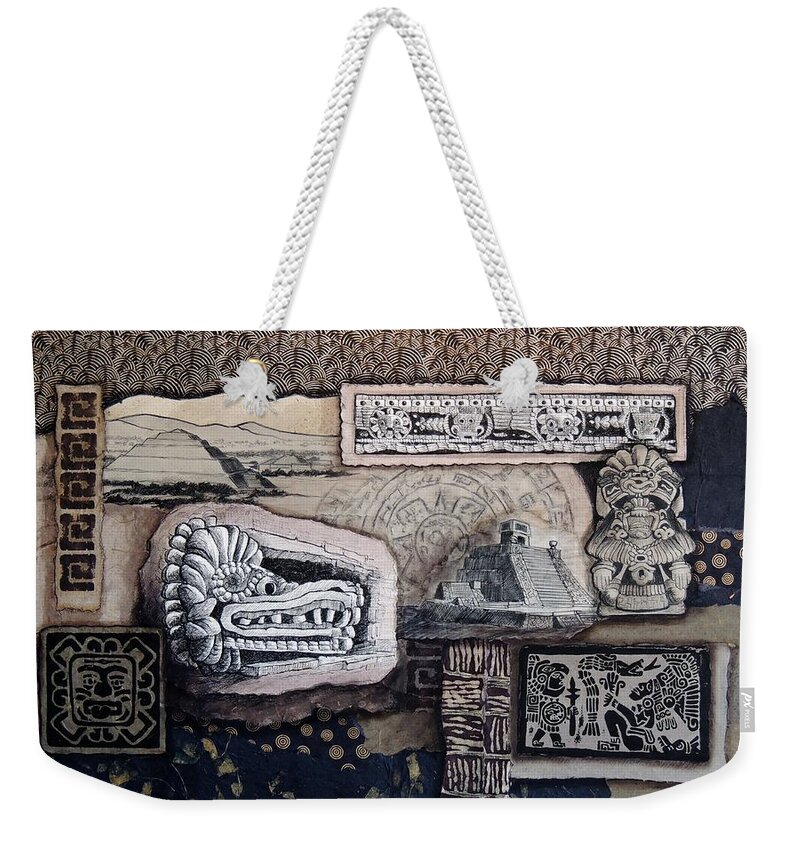 Mexico Weekender Tote Bag featuring the mixed media Aztec Images by Candy Mayer